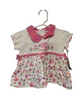 New Baby Works Girls Infant Baby Size 3 6 months pink Dress White Floral Butterf